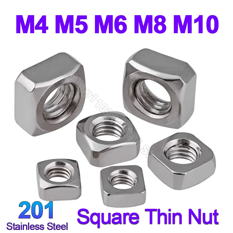10-50pcs SUS 201 Stainless Steel M4 M5 M6 M8 M10 Square Nuts Square Thin Nut DIN557 GB39 Lock The Thin Screw Cap Thickness 3-8mm
10-50pcs SUS 201 Stainless Steel M4 M5 M6 M8 M10 Square Nuts Square Thin Nut DIN557 GB39 Lock The Thin Screw Cap Thickness 3-8mm