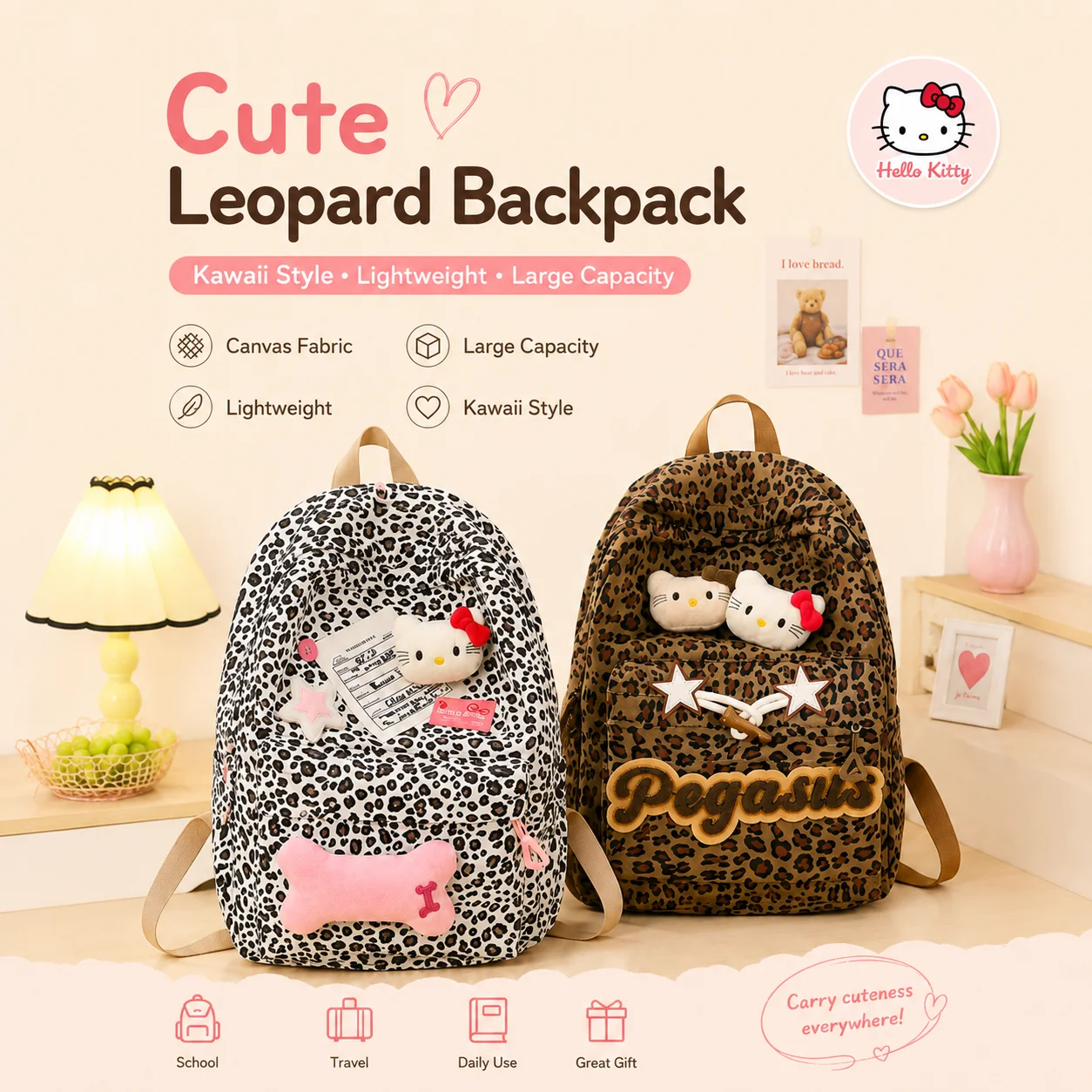 Sanrio Retro Brown Leopard Print Cartoon Large Capacity Student Backpack School Daily Commute Outing Travel Bag Holiday Gift
Sanrio Retro Brown Leopard Print Cartoon Large Capacity Student Backpack School Daily Commute Outing Travel Bag Holiday Gift