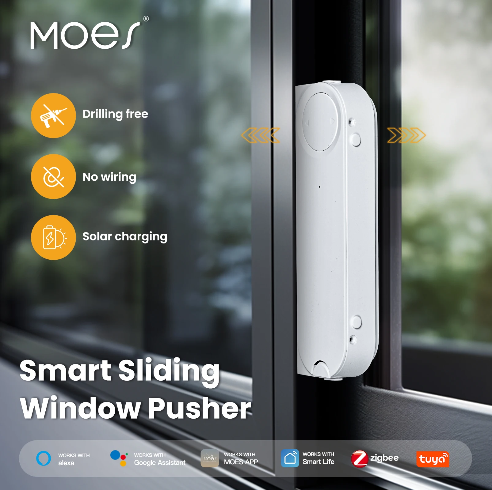 MOES Tuya ZigBee Smart Sliding Window Pusher Automatic Opener Closer Solar Charging App Remote Control Support Alexa Google Home
MOES Tuya ZigBee Smart Sliding Window Pusher Automatic Opener Closer Solar Charging App Remote Control Support Alexa Google Home