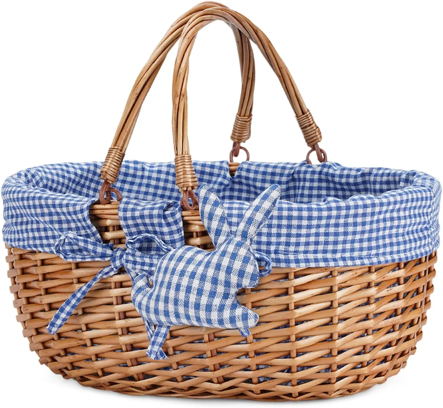 Handwoven Willow Picnic Basket with Double Folding Handles for Easter Eggs Candy Bath Storage Gift Packing Blue
Handwoven Willow Picnic Basket with Double Folding Handles for Easter Eggs Candy Bath Storage Gift Packing Blue
