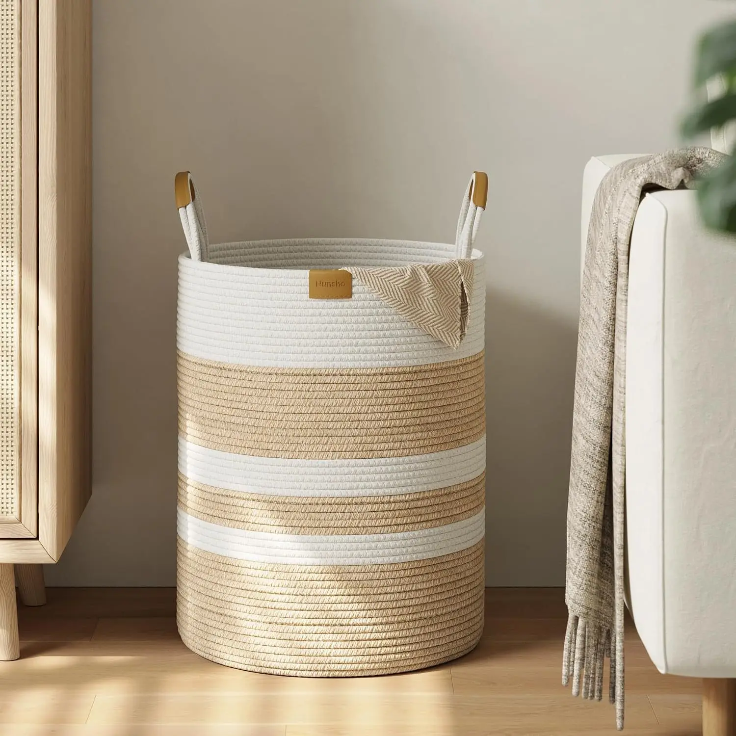 Cotton Rope Storage Basket Foldable Durable Striped Laundry Basket Dirty Laundry Basket
Cotton Rope Storage Basket Foldable Durable Striped Laundry Basket Dirty Laundry Basket