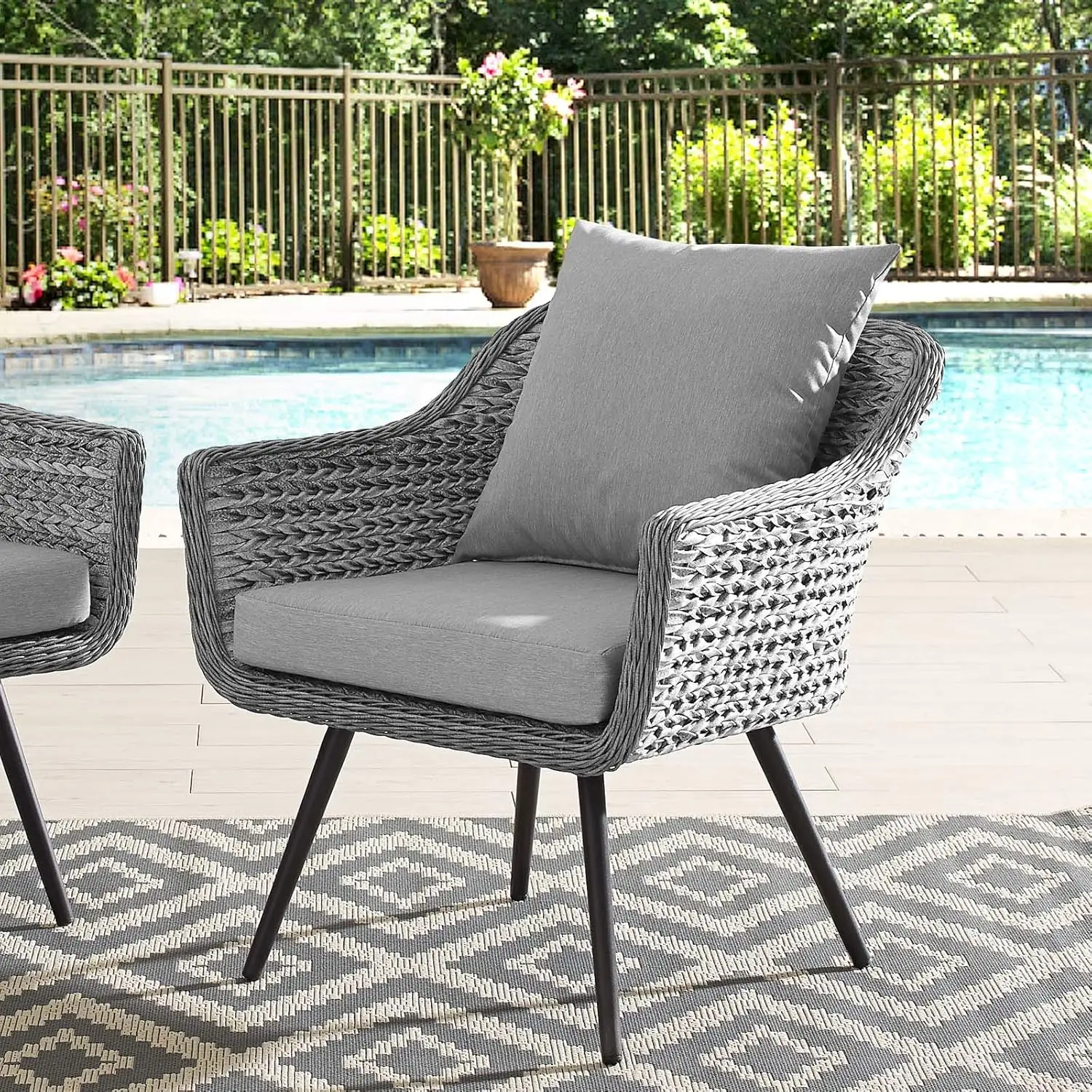 !@Dwoo Wicker Rattan Aluminum Modern Design Outdoor Patio Accent Lounge Arm Chair with Gray Cushions
!@Dwoo Wicker Rattan Aluminum Modern Design Outdoor Patio Accent Lounge Arm Chair with Gray Cushions