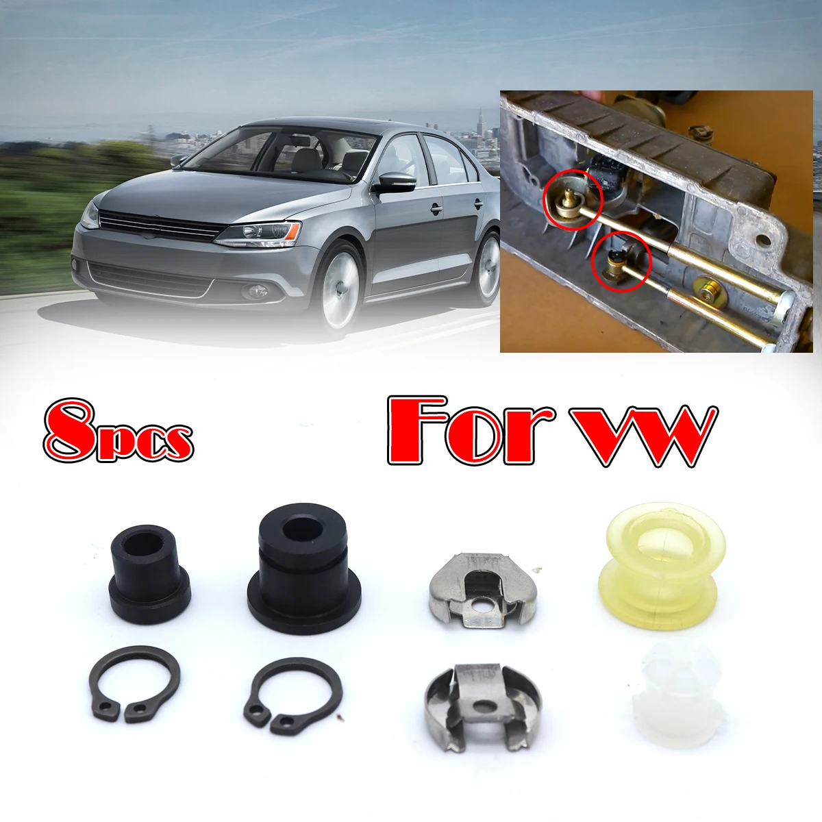 8pcs Gear Shift Cable Bushing For VW Jetta 2007-2010 Beetle Lever Repair Kit Gearbox Selector End Linkage Rubber Sleeve Clip
8pcs Gear Shift Cable Bushing For VW Jetta 2007-2010 Beetle Lever Repair Kit Gearbox Selector End Linkage Rubber Sleeve Clip