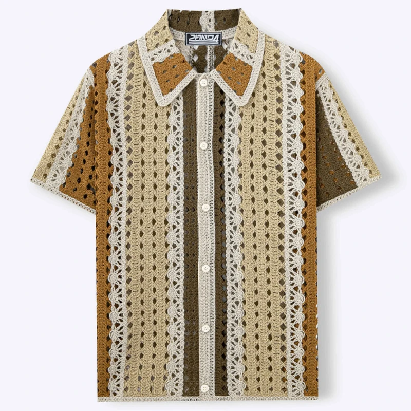 2026 Spring Summer Casual Shirts Mens Hollow Out Patchwork Shirt Tops Men Clothes Knitted Turn-down Collar Buttoned Cardigans
2026 Spring Summer Casual Shirts Mens Hollow Out Patchwork Shirt Tops Men Clothes Knitted Turn-down Collar Buttoned Cardigans