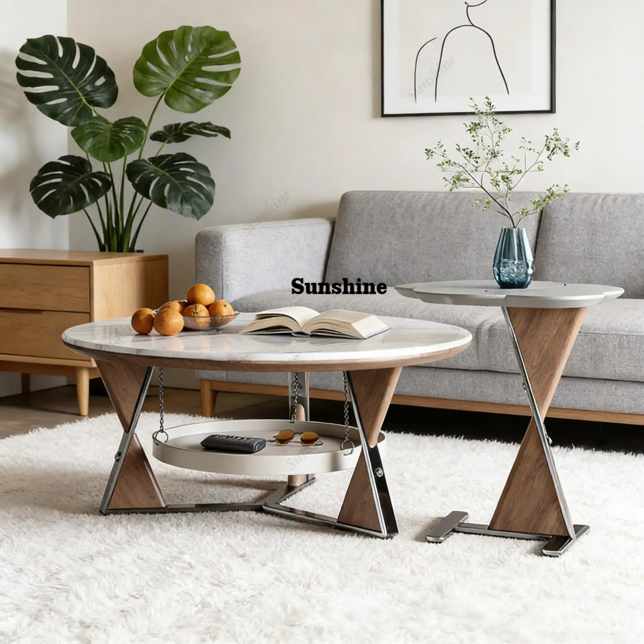 YRound Petal-shaped Stainless Steel Side Table Coffee Tables Set Living Room Modern Center Table Sets with Hanging Storage Tray
YRound Petal-shaped Stainless Steel Side Table Coffee Tables Set Living Room Modern Center Table Sets with Hanging Storage Tray