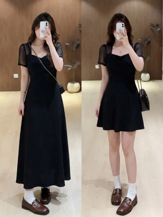 Summer 2026 plus Size Elegant Black Mesh Dress Women's Slimming Waist Cinched Midi Skirt Breathable Comfortable A-Line Dress
Summer 2026 plus Size Elegant Black Mesh Dress Women's Slimming Waist Cinched Midi Skirt Breathable Comfortable A-Line Dress