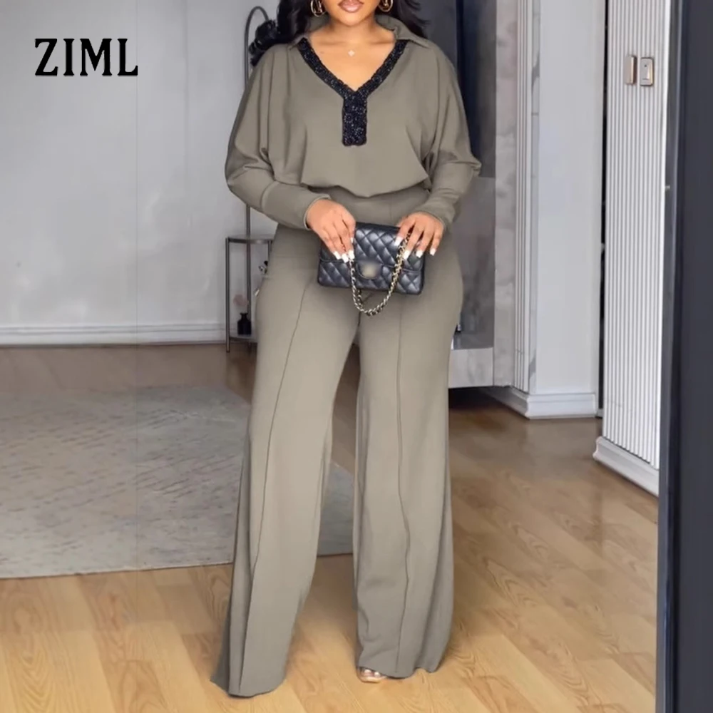 ZIML Hit Colot Loose Minimalist Two Piece Sets for Women V Neck Long Sleeve Short Tops High Wiast Pants Casual Set Female New
ZIML Hit Colot Loose Minimalist Two Piece Sets for Women V Neck Long Sleeve Short Tops High Wiast Pants Casual Set Female New