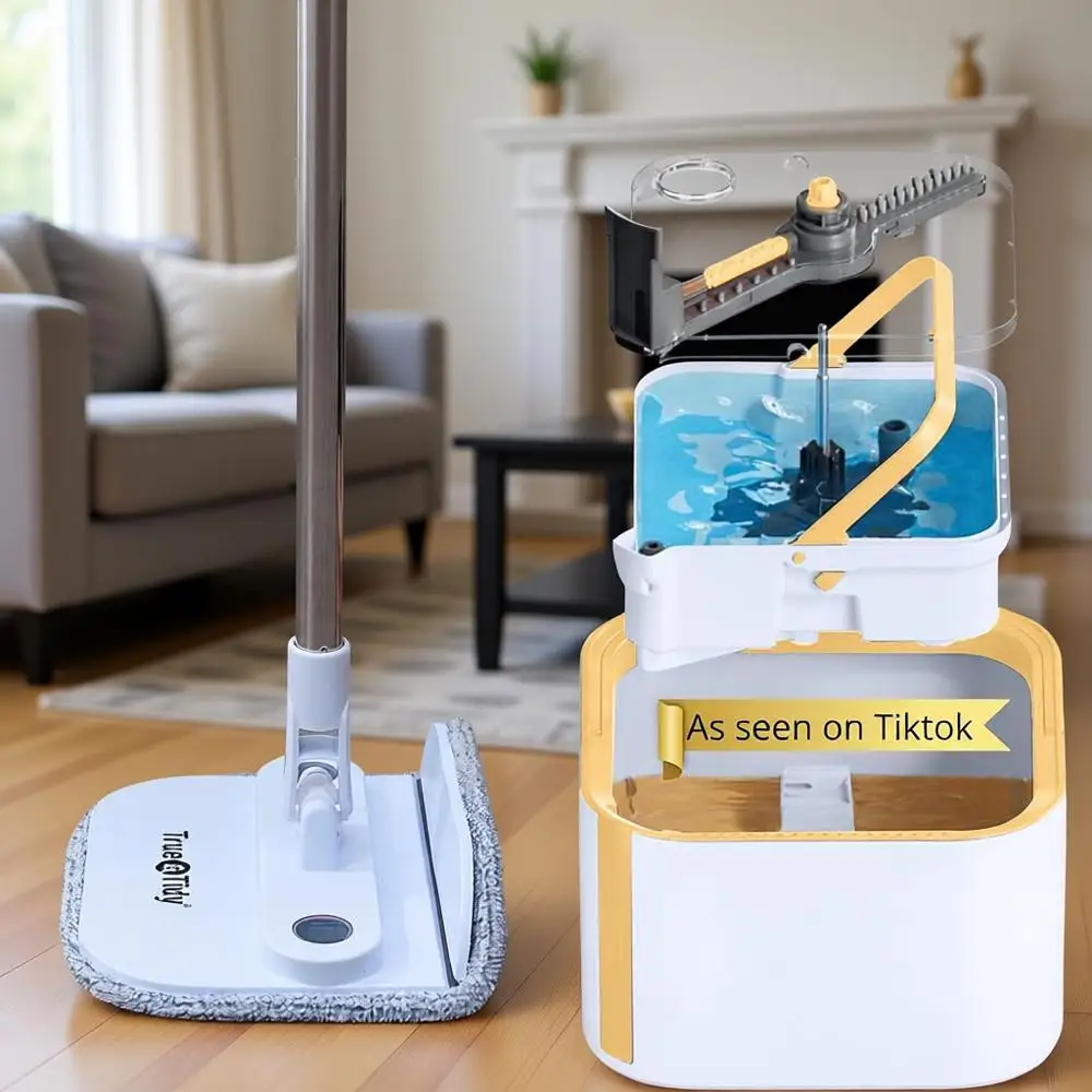 Detachable Bucket Spin Mop with Standing Feature, Separates Water, Square Shape, Triple Spray, Replaceable Pads
Detachable Bucket Spin Mop with Standing Feature, Separates Water, Square Shape, Triple Spray, Replaceable Pads