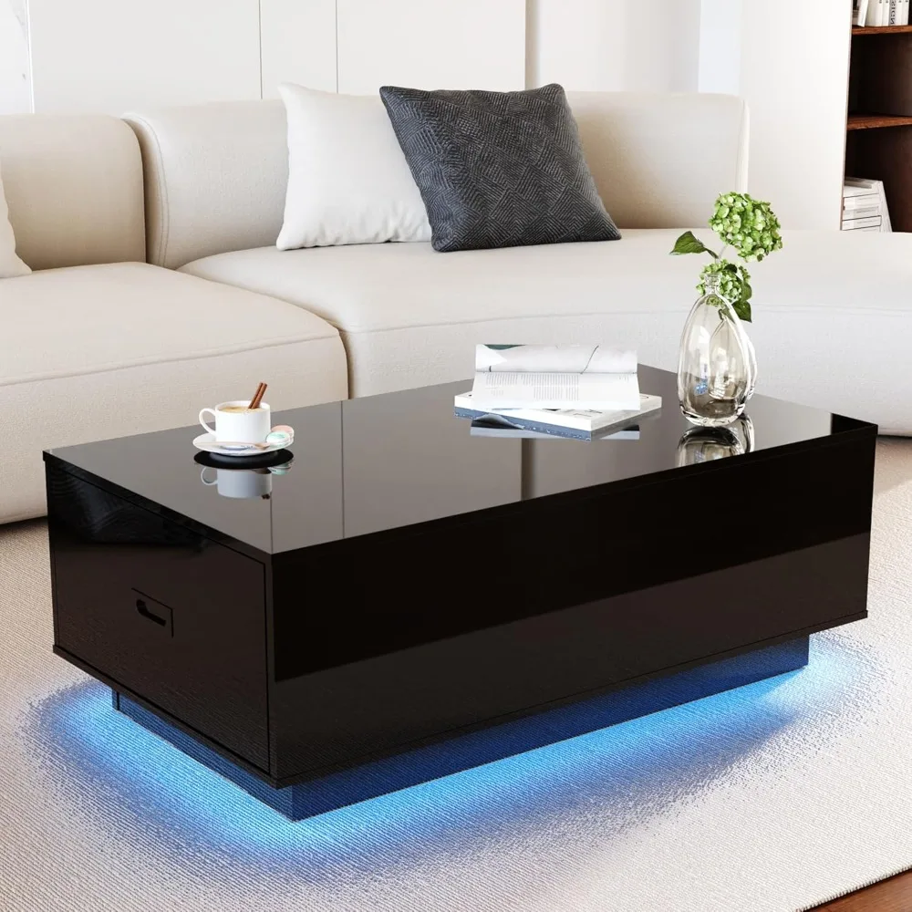 41" LED Coffee Table with 2 Drawers - High Gloss Black Modern Table with Lighting for Living Room (41.33" W x 23.62" D)
41" LED Coffee Table with 2 Drawers - High Gloss Black Modern Table with Lighting for Living Room (41.33" W x 23.62" D)