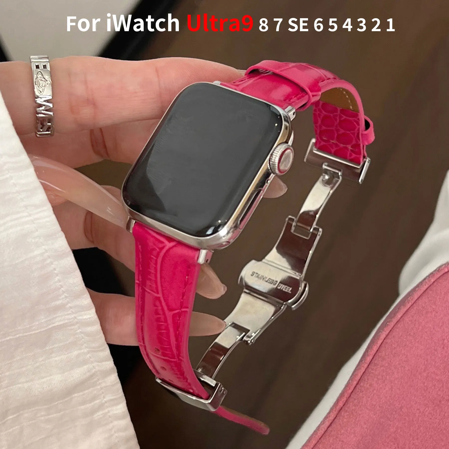 Роскошный модный ремешок для Apple Watch, ремешок 49 мм Ultra, 45 мм, 42 мм, 38 мм, ремешок с металлической пряжкой IWatch Series 9SE87, ремешок
Роскошный модный ремешок для Apple Watch, ремешок 49 мм Ultra, 45 мм, 42 мм, 38 мм, ремешок с металлической пряжкой IWatch Series 9SE87, ремешок