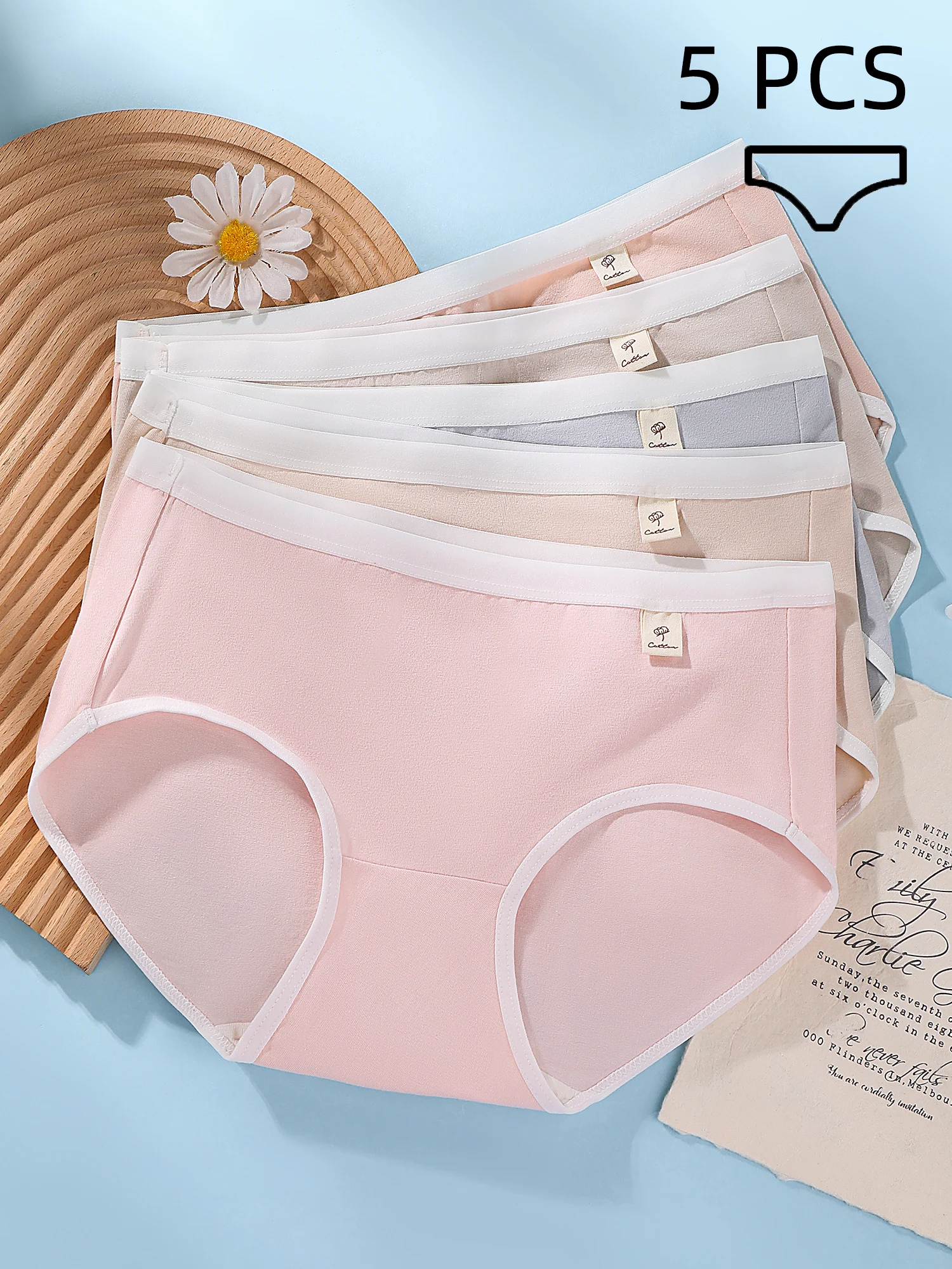5PCS Women's Underwear Cute Panties Comfortable Breathable Briefs Girls Solid Color Lingerie Soft Cotton Underpants
5PCS Women's Underwear Cute Panties Comfortable Breathable Briefs Girls Solid Color Lingerie Soft Cotton Underpants