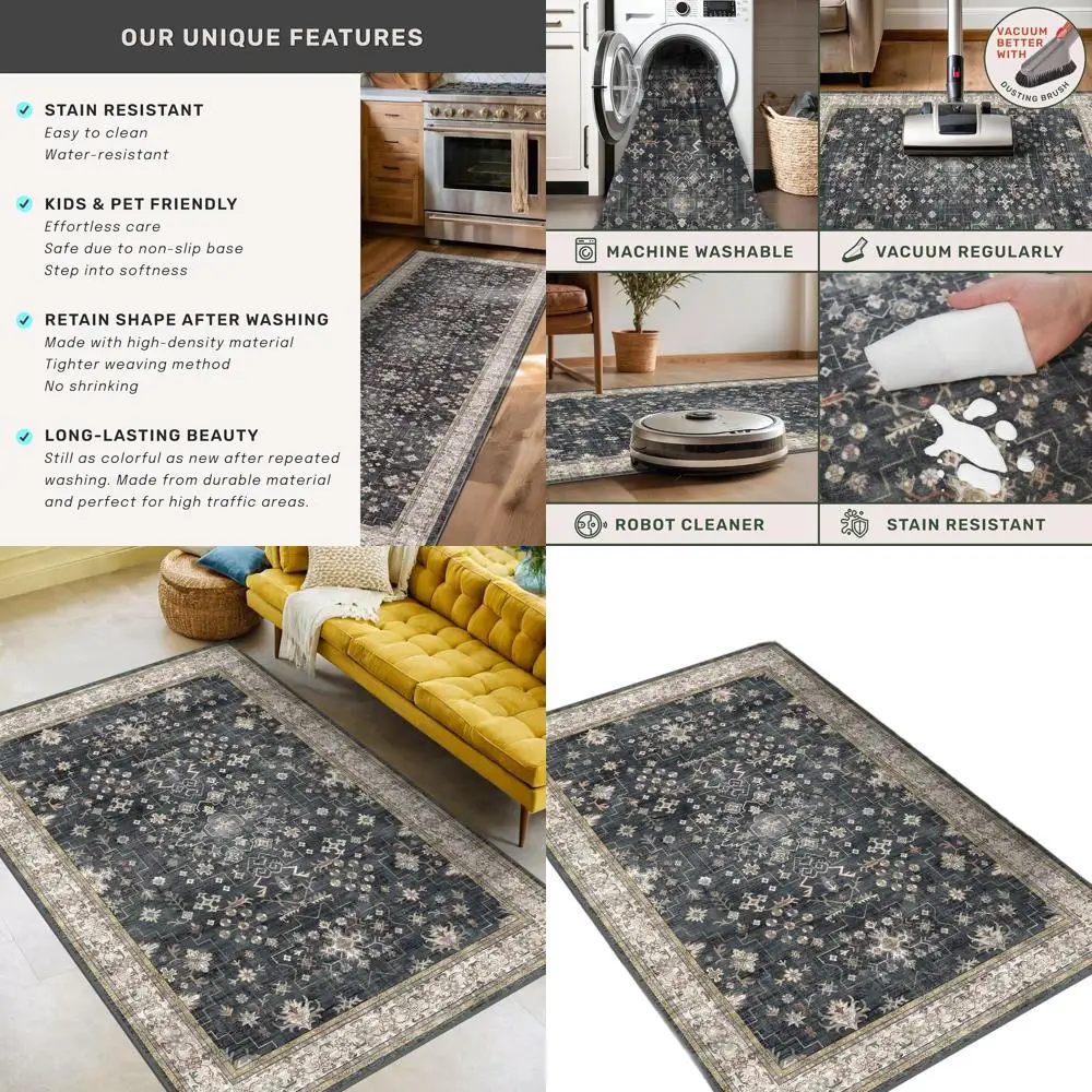 5x8 Dark Boho Area Rug - Modern Farmhouse Style for Living Room, Kitchen, and Bedroom - Waterproof, Low Pile, Non-Slip, Stain Re
5x8 Dark Boho Area Rug - Modern Farmhouse Style for Living Room, Kitchen, and Bedroom - Waterproof, Low Pile, Non-Slip, Stain Re