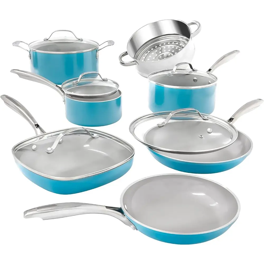 12 Piece Nonstick Cookware Set, Frying Pans, Stockpots & Saute, Stay Cool Handles, Oven & Dishwasher Safe, 100% PFOA Free, Turqu
12 Piece Nonstick Cookware Set, Frying Pans, Stockpots & Saute, Stay Cool Handles, Oven & Dishwasher Safe, 100% PFOA Free, Turqu