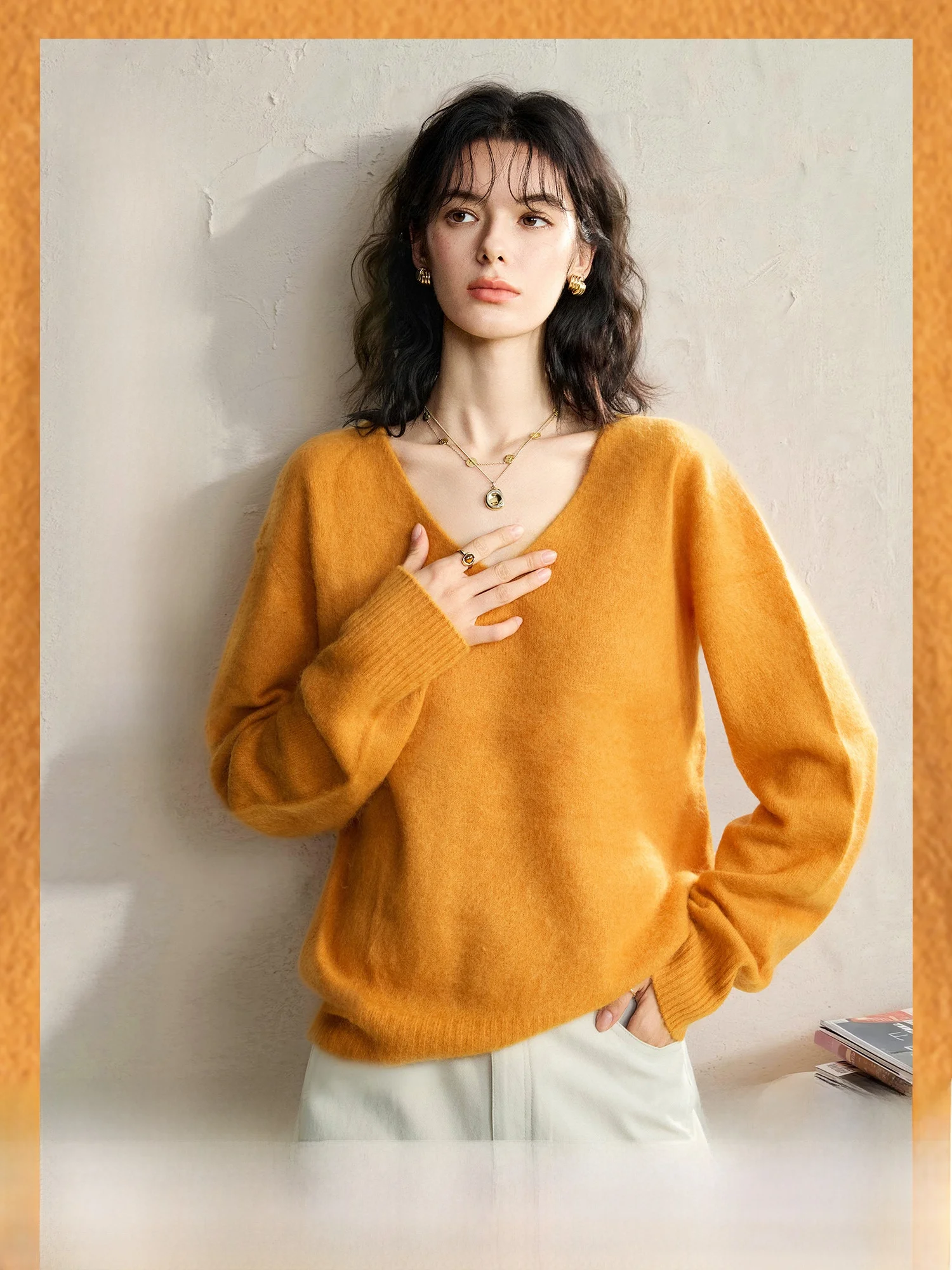 Lazin Sle Knitted Sweater round V-Ne Loose Fit Wool Camere Blend Long Sve Cloud Softn Women's Faion Spring A...
Lazin Sle Knitted Sweater round V-Ne Loose Fit Wool Camere Blend Long Sve Cloud Softn Women's Faion Spring A...