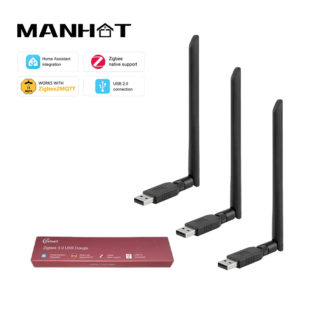 Manhot Zigbee 3.0 Dongle USB Gateway Universal Zigbee Wireless Gateway Hub Compatible Zigbee Series Home Assistant Zigbee2MQTT
Manhot Zigbee 3.0 Dongle USB Gateway Universal Zigbee Wireless Gateway Hub Compatible Zigbee Series Home Assistant Zigbee2MQTT