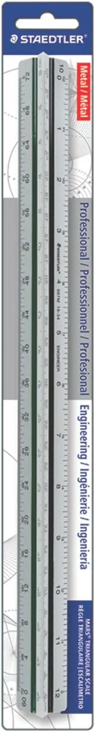 Aluminum Triangular Scale Ruler 12in with Color-Coded Grooves for Engineering Drawings and Blueprints
Aluminum Triangular Scale Ruler 12in with Color-Coded Grooves for Engineering Drawings and Blueprints