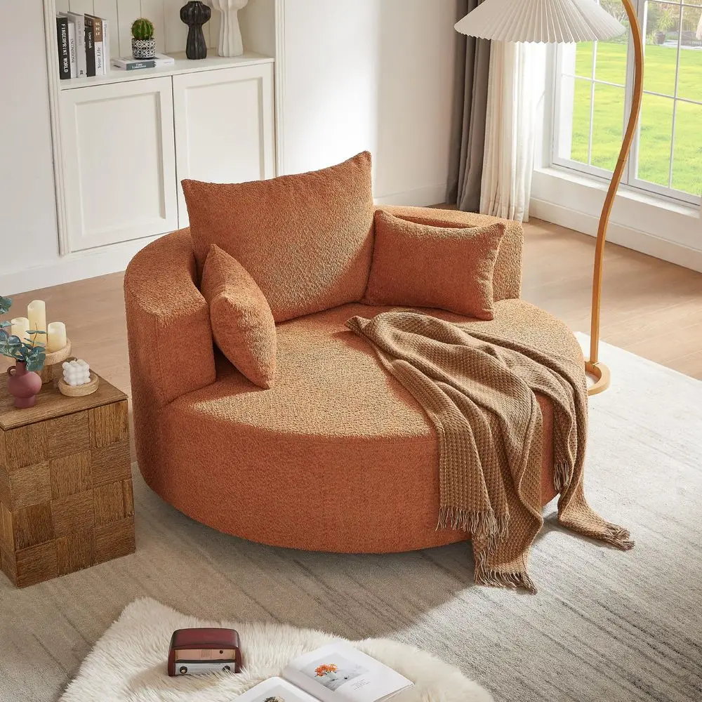 360 Swivel Chair Accent Barrel Chair,Boucle Upholstery Swivel Round Sofa Chair with 3 Removable Pillows for Living Room,Office
360 Swivel Chair Accent Barrel Chair,Boucle Upholstery Swivel Round Sofa Chair with 3 Removable Pillows for Living Room,Office