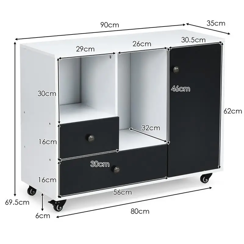 Lateral Mobile Filing Cabinet with 2 Drawers-Black
Lateral Mobile Filing Cabinet with 2 Drawers-Black
