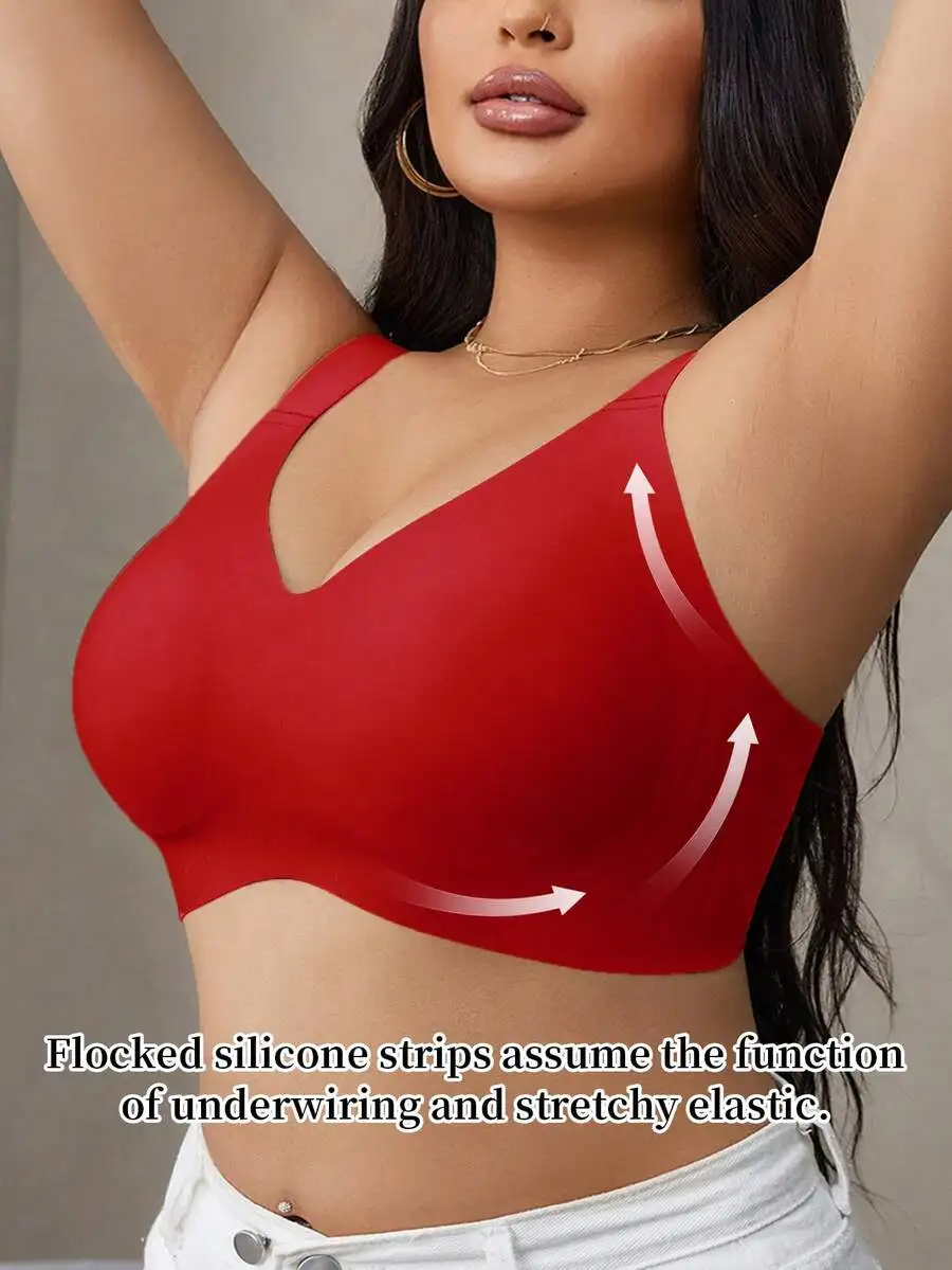 Plus Size Seamless Gummy Bra With Flocked Silicone Strips For Support And Lift, Underwire-Free Light Padding
Plus Size Seamless Gummy Bra With Flocked Silicone Strips For Support And Lift, Underwire-Free Light Padding