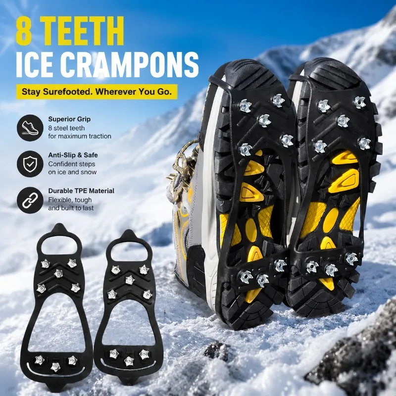 8 Teeth Ice Crampons Non-slip Snow Boots Covers TPE Anti-slip Shoe Spikes for Outdoor Climbing Hiking Fishing Men Women
8 Teeth Ice Crampons Non-slip Snow Boots Covers TPE Anti-slip Shoe Spikes for Outdoor Climbing Hiking Fishing Men Women