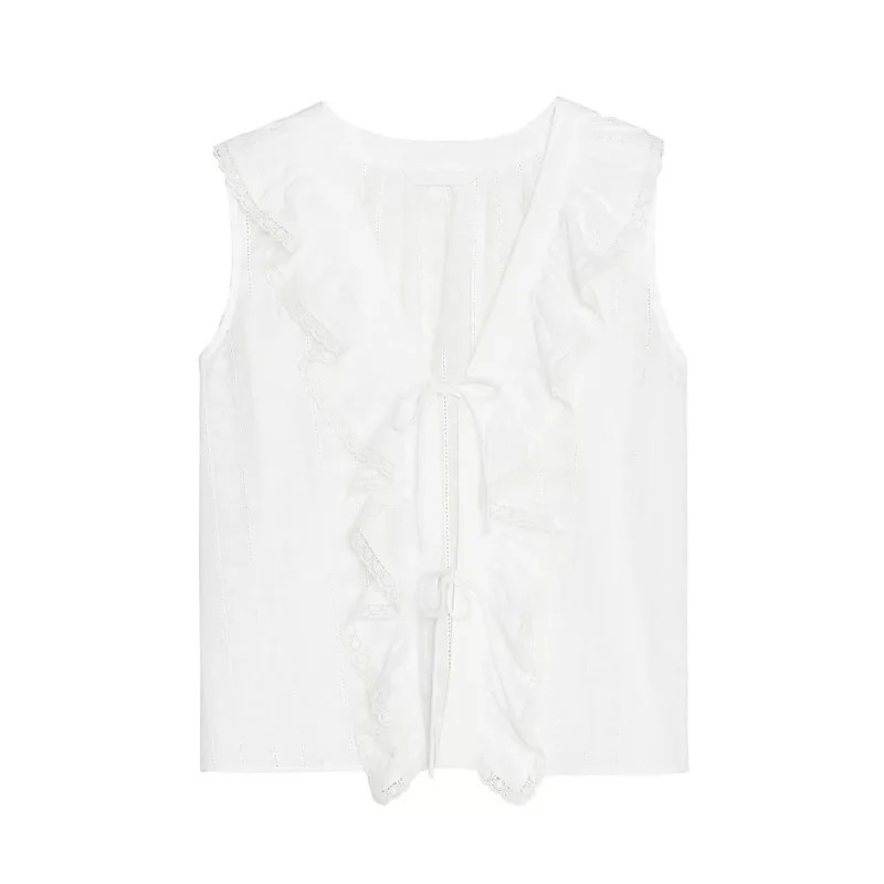 Женский жилет с v-образным вырезом без рукавов, многослойное украшение, полая вышивка, галстук-бабочка, темпераментная летняя новая рубашка
Женский жилет с v-образным вырезом без рукавов, многослойное украшение, полая вышивка, галстук-бабочка, темпераментная летняя новая рубашка
