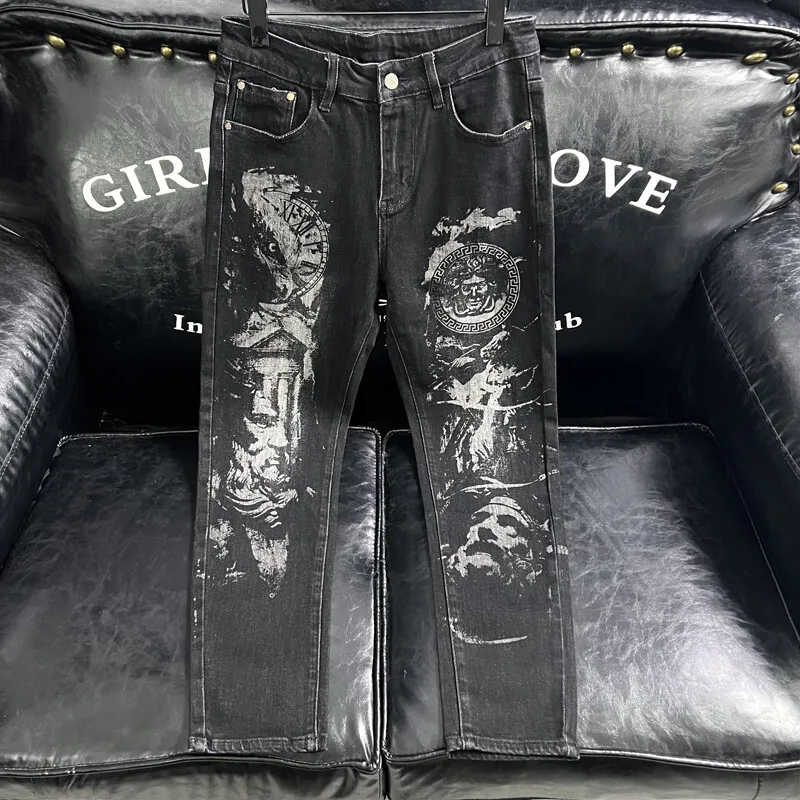 Waed Denim Pants Men's Casual Long Trousers Slim Fit Printed Jeans Korean Sle Autumn Faion Straight Leg Pants
Waed Denim Pants Men's Casual Long Trousers Slim Fit Printed Jeans Korean Sle Autumn Faion Straight Leg Pants