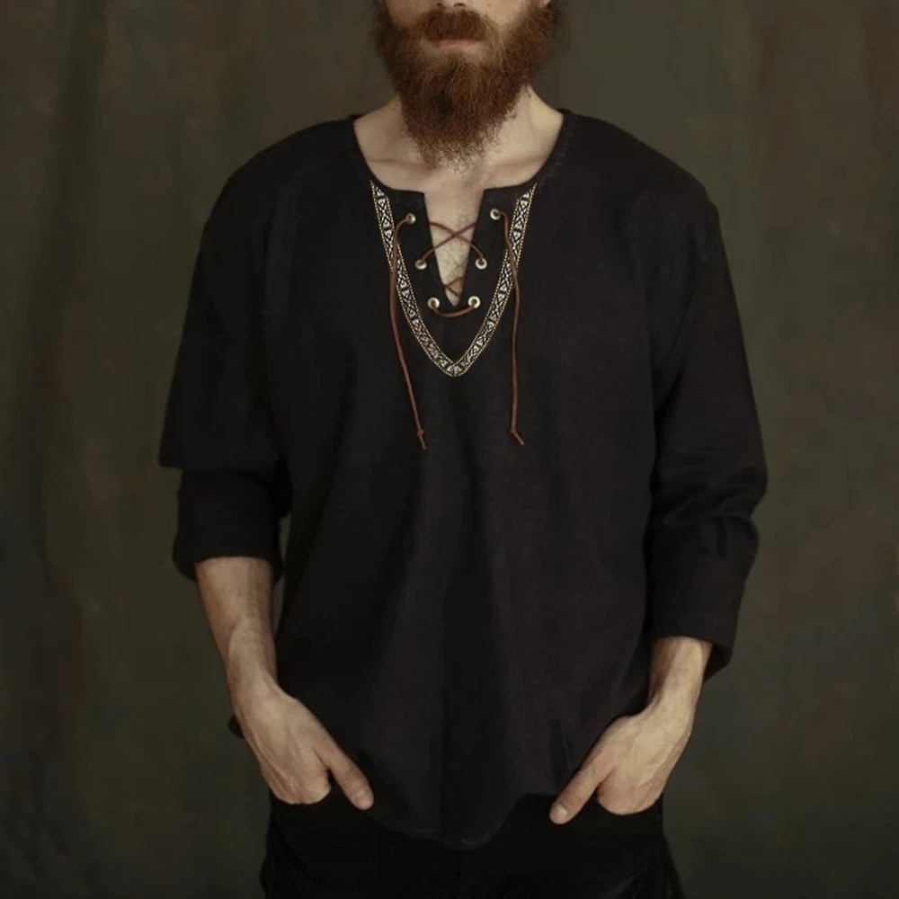 Top Mens T-shirt M-2XL Solid Color Comfortable Cosplay Costume Cotton Linen Blends Long Sleeve Medieval European
Top Mens T-shirt M-2XL Solid Color Comfortable Cosplay Costume Cotton Linen Blends Long Sleeve Medieval European