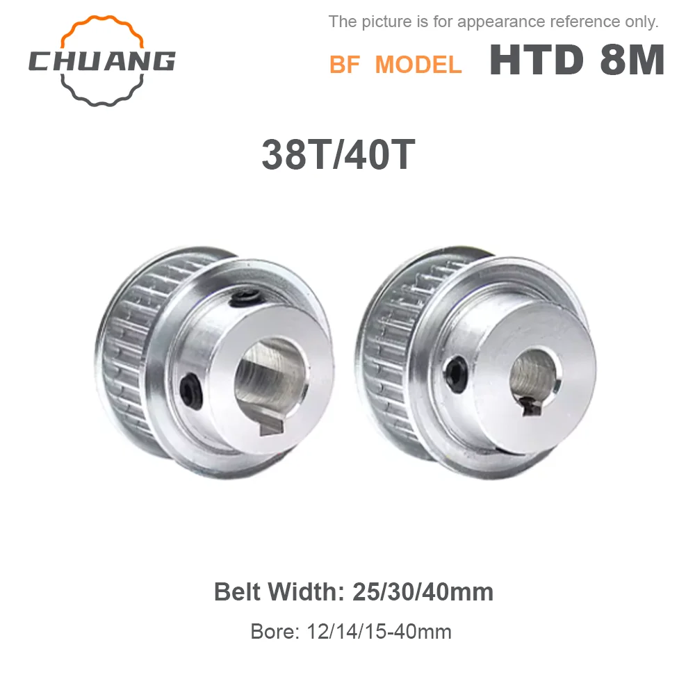 38Teeth 40Teeth HTD 8M Timing Pulley BF Type 8M 38T 40T Synchronous Wheel Belt Width 25/30/40mm HTD Timing Belt Pulley
38Teeth 40Teeth HTD 8M Timing Pulley BF Type 8M 38T 40T Synchronous Wheel Belt Width 25/30/40mm HTD Timing Belt Pulley