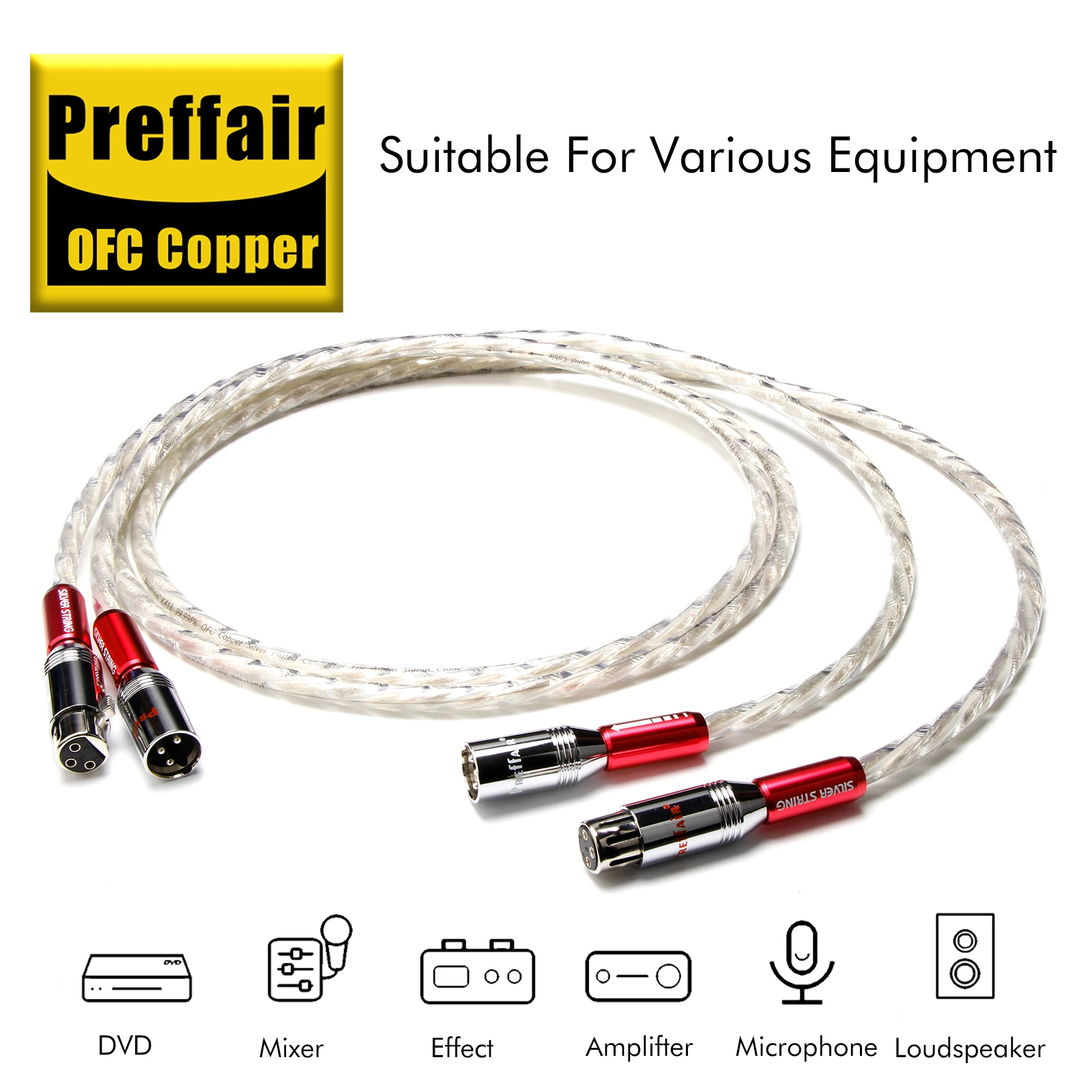 Preffair Hi-end Pure Silver Plated 5N OCC Copper Cable HiFi 2 XLR Male to 2 XLR Female Cable Balance Cable for DVD Player
Preffair Hi-end Pure Silver Plated 5N OCC Copper Cable HiFi 2 XLR Male to 2 XLR Female Cable Balance Cable for DVD Player