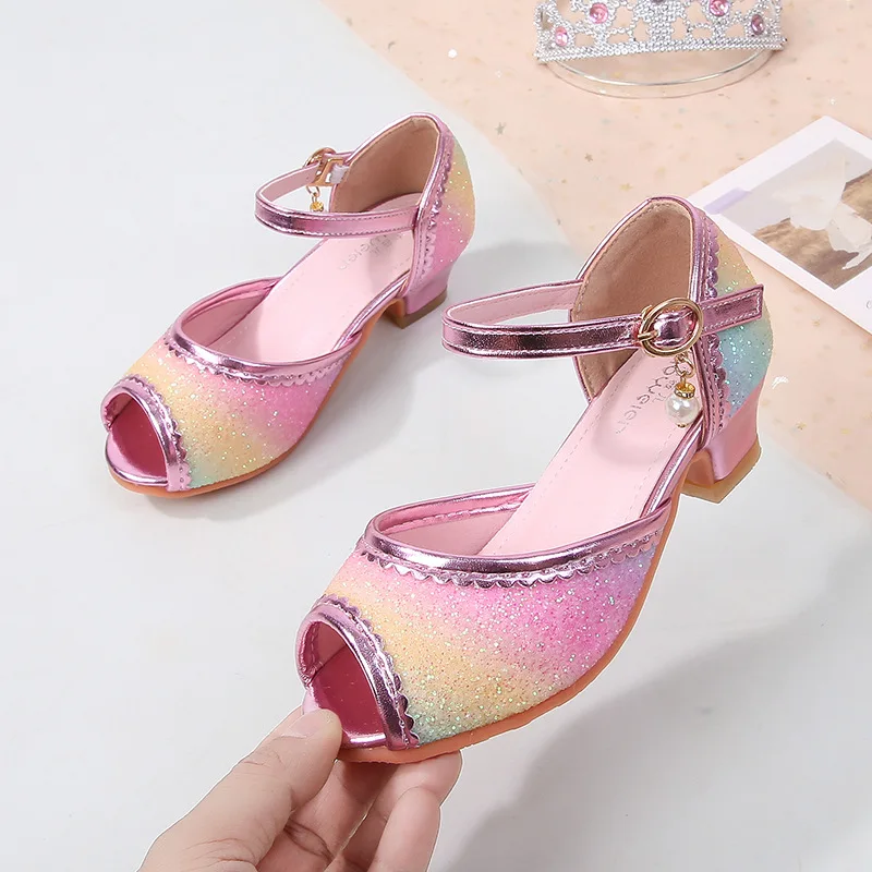 Sweet Girl Princess Dress Sandals Rainbow Sequins Children High Heels Glitter Spring Summer Kids Casual Shoes for Wedding Party
Sweet Girl Princess Dress Sandals Rainbow Sequins Children High Heels Glitter Spring Summer Kids Casual Shoes for Wedding Party