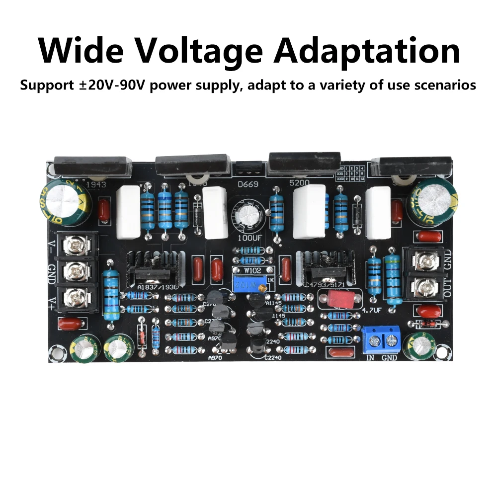 DC 20V-90V Mono 200W Power Amplifier Board 1943+5200 Power Mono Tube Finished Amplifier Board
DC 20V-90V Mono 200W Power Amplifier Board 1943+5200 Power Mono Tube Finished Amplifier Board