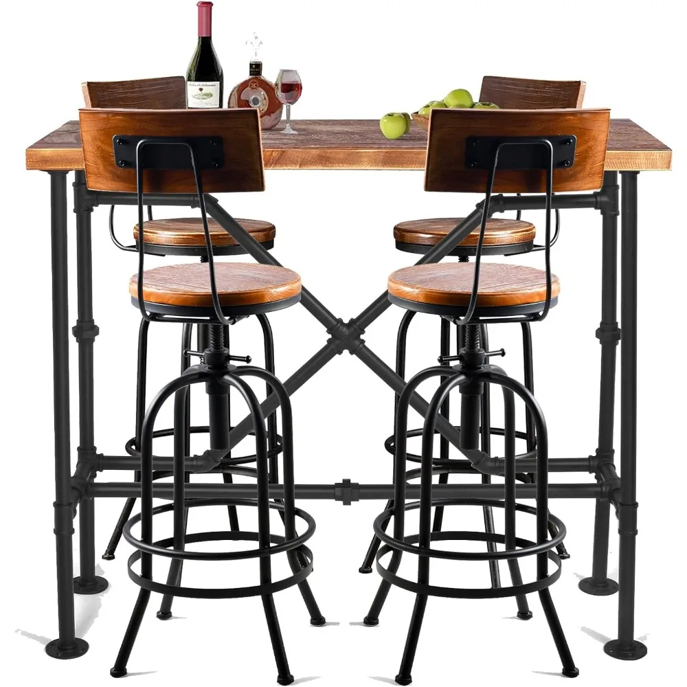 5-Piece Table & Chairs Set for Home Office Cafe Pub Bar Party Bistro,Rectangular DiningTable for2-4,FourSwivel AdjustableStools
5-Piece Table & Chairs Set for Home Office Cafe Pub Bar Party Bistro,Rectangular DiningTable for2-4,FourSwivel AdjustableStools