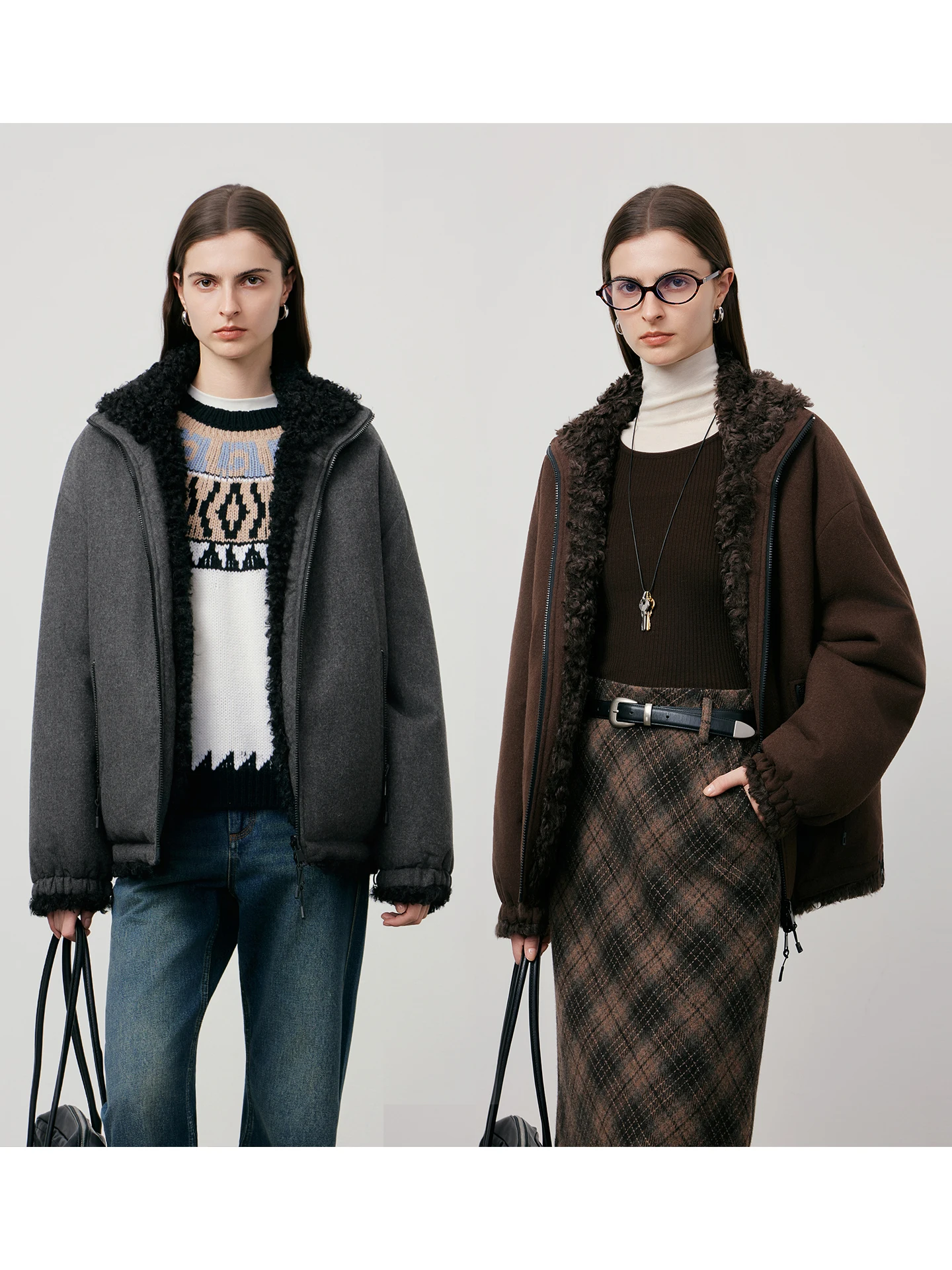 Двусторонняя теплая шерстяная куртка River из камвольной шерсти для молодых женщин
Двусторонняя теплая шерстяная куртка River из камвольной шерсти для молодых женщин