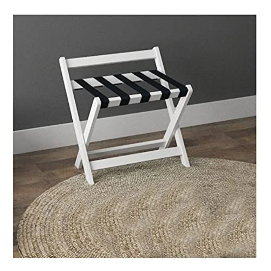 Folding Wooden Luggage Rack with Modern Nylon Webbing Strap White 60cm No Assembly Required Bedroom Suitcase Stand for Guest Ro
Folding Wooden Luggage Rack with Modern Nylon Webbing Strap White 60cm No Assembly Required Bedroom Suitcase Stand for Guest Ro