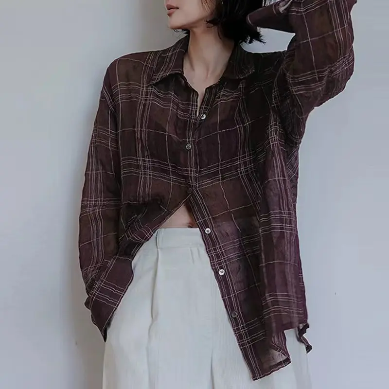 100% Cotton Plaid Striped Women's Shirt Lightweight And Transparent Casual Top Spring Summer Loose Checkered Cardigan Shirts
100% Cotton Plaid Striped Women's Shirt Lightweight And Transparent Casual Top Spring Summer Loose Checkered Cardigan Shirts