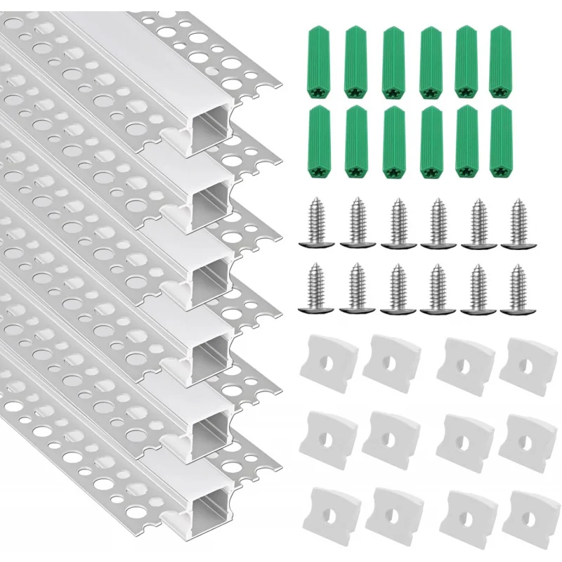 6 Pack Plaster-in LED Channel Recessed Drywall Aluminum Strip Light Track with White Diffuser (3.3FT, 6, Pack)
6 Pack Plaster-in LED Channel Recessed Drywall Aluminum Strip Light Track with White Diffuser (3.3FT, 6, Pack)