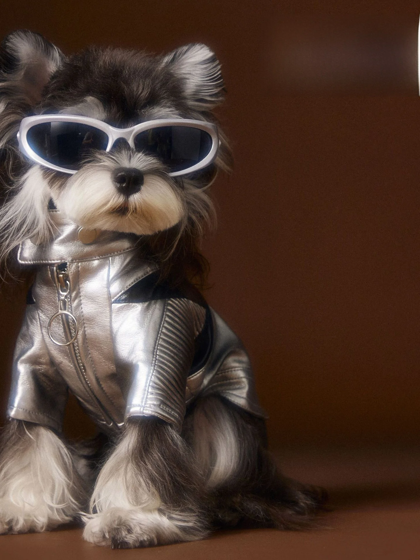 Stylish Retro Silver Leather Jacket Dog Clothes for Autumn Winter Teddy Schnauzer Bichon Maltese Two Feet Warm Outdoor Pet Wear
Stylish Retro Silver Leather Jacket Dog Clothes for Autumn Winter Teddy Schnauzer Bichon Maltese Two Feet Warm Outdoor Pet Wear