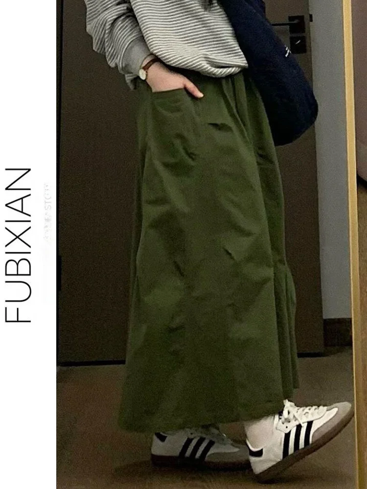Military Green A-Line Skirt Women's High Waist Flared Skirts Korean Style Commute Student Ladies Summer Skirts
Military Green A-Line Skirt Women's High Waist Flared Skirts Korean Style Commute Student Ladies Summer Skirts