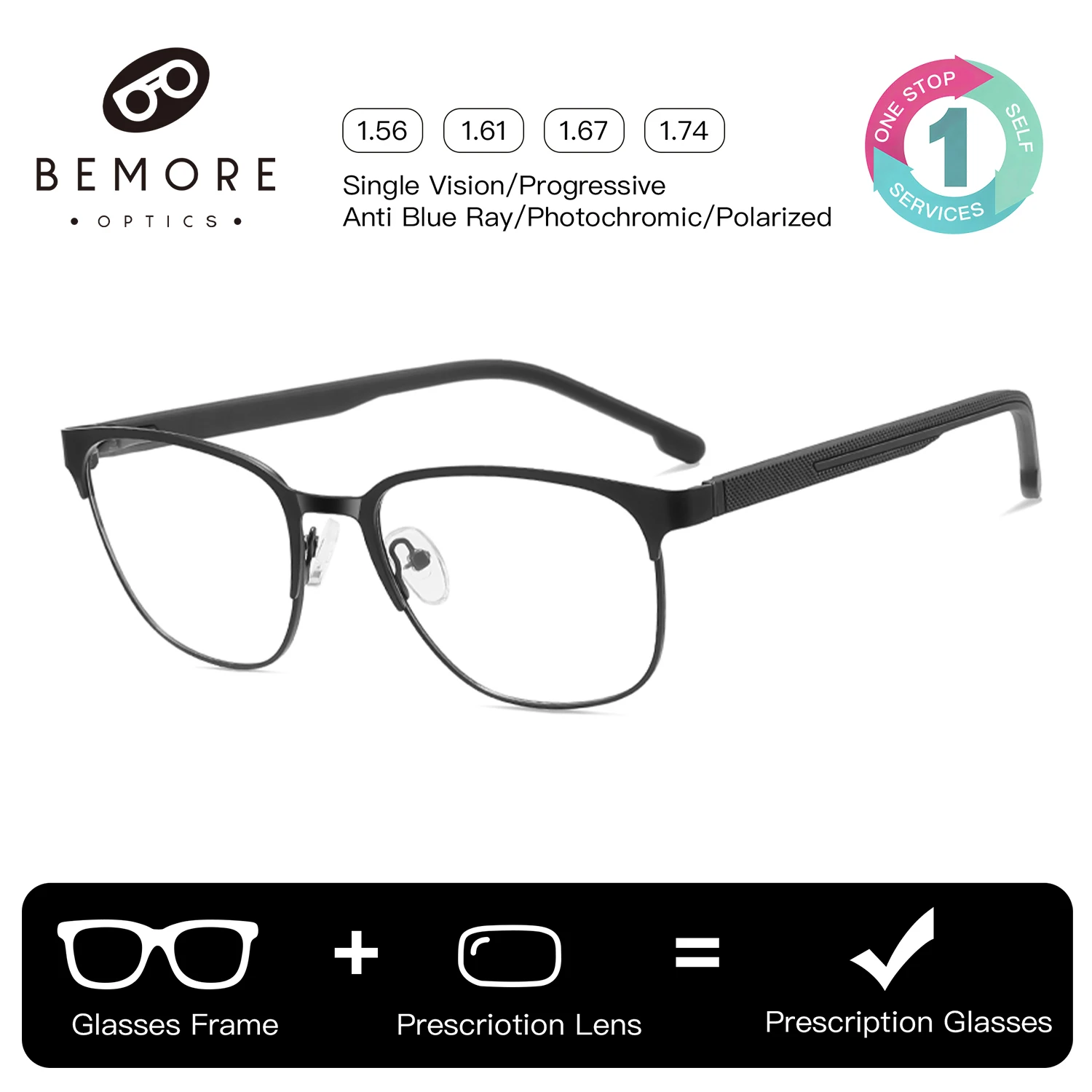 BEMORE Man Square Ultralight Metal Optical Glasses with Recipe Blue Light Filter Progressive Multifocal Prescription Eyewear
BEMORE Man Square Ultralight Metal Optical Glasses with Recipe Blue Light Filter Progressive Multifocal Prescription Eyewear