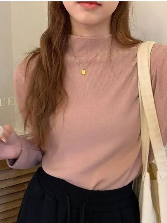 Women's Slim Fit Knitted Sweater Half High Collar Long Sleeve Small Stand Collar Autumn Winter Base Layer Top Pure Color
Women's Slim Fit Knitted Sweater Half High Collar Long Sleeve Small Stand Collar Autumn Winter Base Layer Top Pure Color