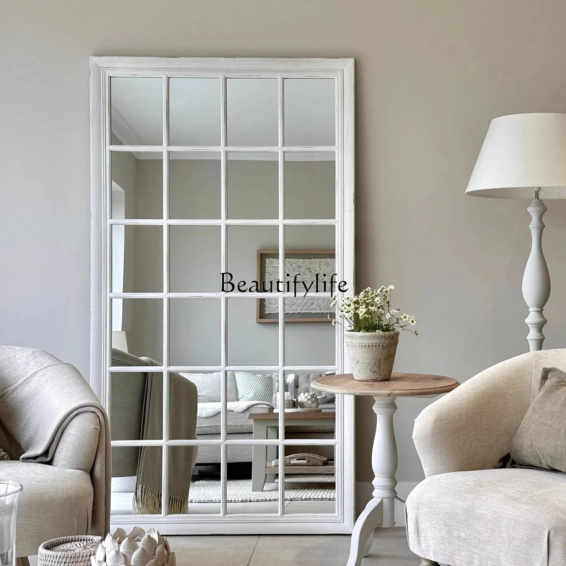 French retro decorative mirror, home entry living room background against the wall square full body mirror
French retro decorative mirror, home entry living room background against the wall square full body mirror