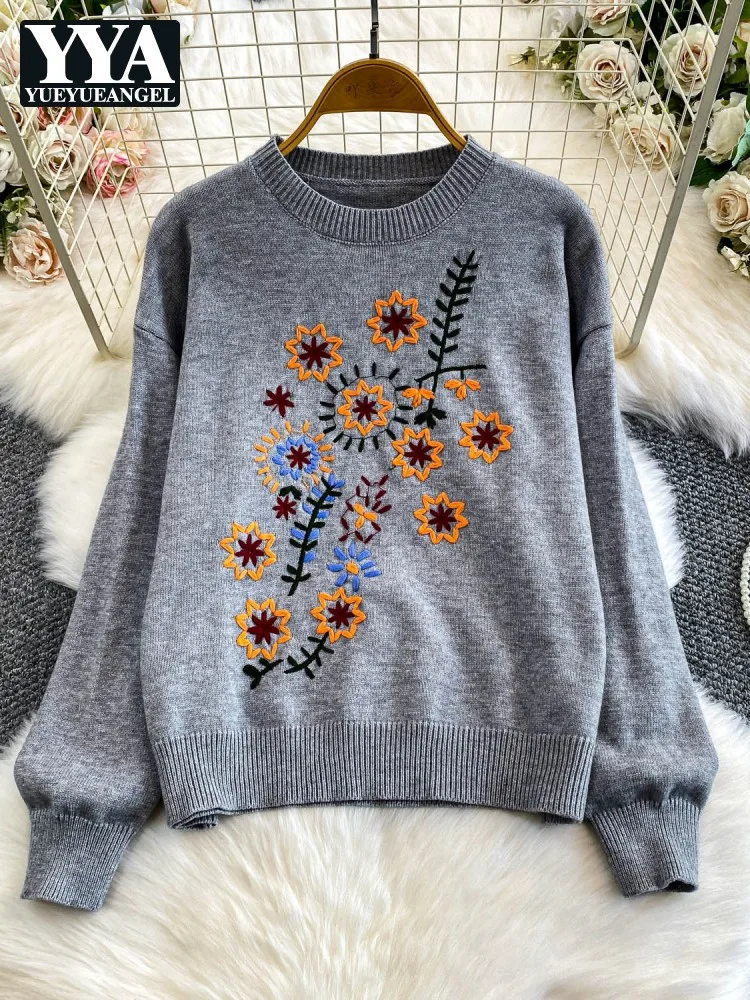 Новый осенне-зимний женский свитер с круглым вырезом и цветочной вышивкой, топ с длинным рукавом, свободный крой, пуловер, джемперы, модное милое трикотажное пальто
Новый осенне-зимний женский свитер с круглым вырезом и цветочной вышивкой, топ с длинным рукавом, свободный крой, пуловер, джемперы, модное милое трикотажное пальто