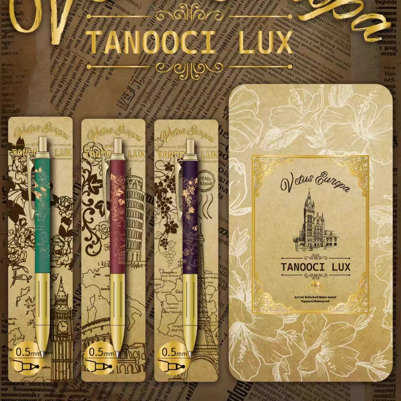 Tanosee TS-JJ56 Tanooci Lux Vetus Europa Металлическая гелевая ручка Черный стержень 0,5 мм Пресс-ручка Японские канцелярские принадлежности
Tanosee TS-JJ56 Tanooci Lux Vetus Europa Металлическая гелевая ручка Черный стержень 0,5 мм Пресс-ручка Японские канцелярские принадлежности