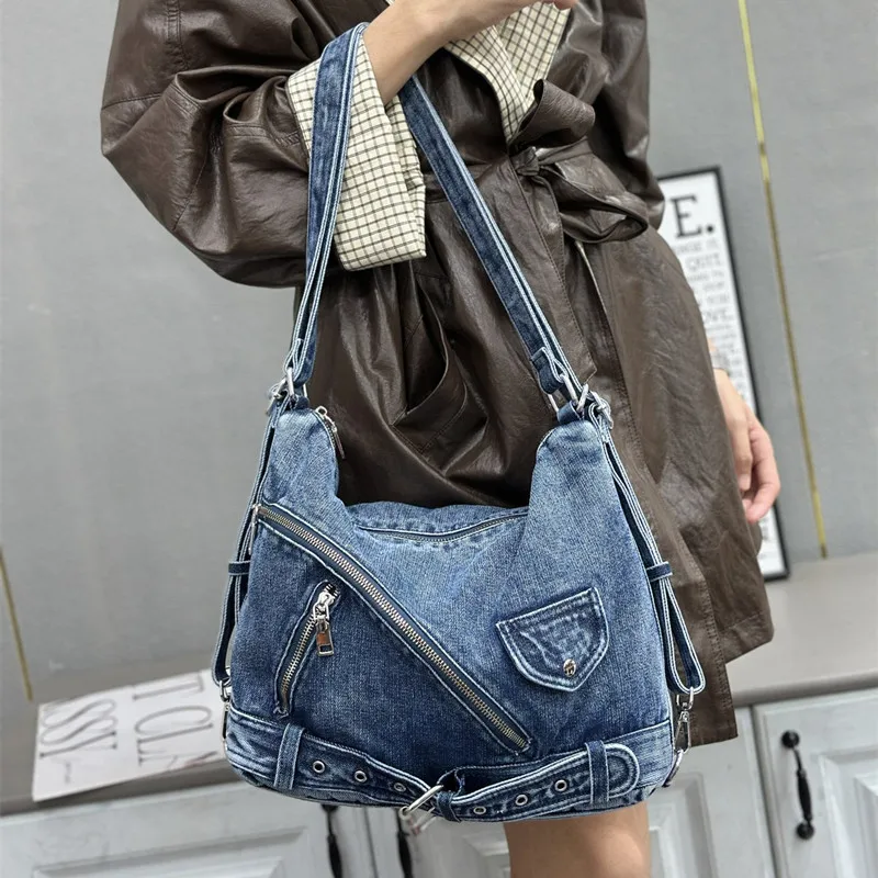 Ретро-стиранный джинсовый ремень в стиле панк с заклепками, модная женская сумка через плечо на одно плечо, многофункциональная сумка
Ретро-стиранный джинсовый ремень в стиле панк с заклепками, модная женская сумка через плечо на одно плечо, многофункциональная сумка