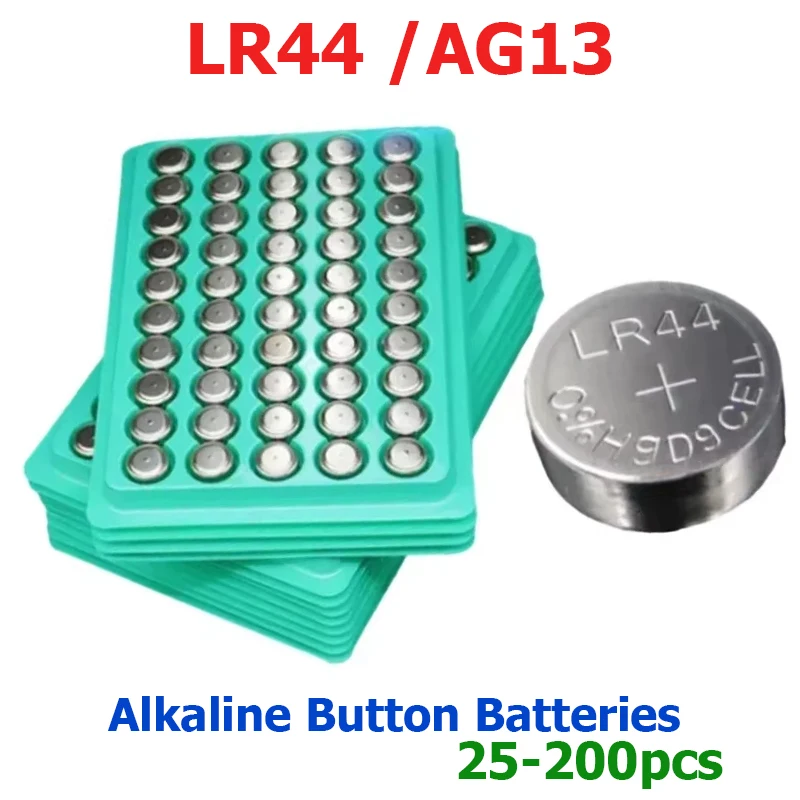 25-200pcs LR44 AG13 165mAh Cell Coin Watches Battery L1154 357 SR44 1.55V Alkaline Button Batteries Suitable for Watch
25-200pcs LR44 AG13 165mAh Cell Coin Watches Battery L1154 357 SR44 1.55V Alkaline Button Batteries Suitable for Watch