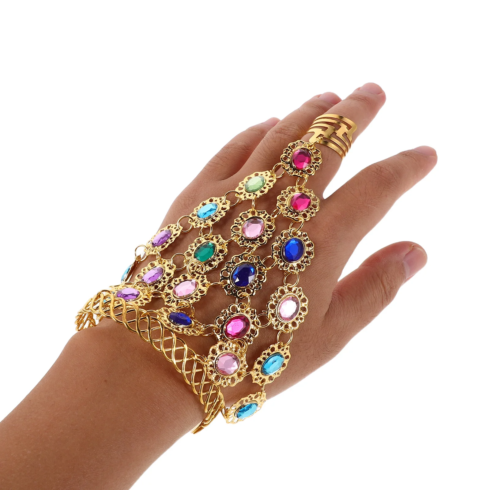 1 Pair Rhinestone Hand Chain Bracelet For Women Belly Dance Jewelry Set With Rings Sparkling Accessory Durable
1 Pair Rhinestone Hand Chain Bracelet For Women Belly Dance Jewelry Set With Rings Sparkling Accessory Durable