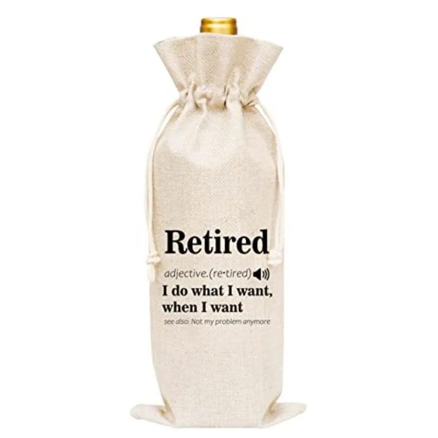 Retirement Wine Bag - Burlap Wine Bottle Cover Gift Bag C35,6.3" x 13.4" Cotton Letter Print
Retirement Wine Bag - Burlap Wine Bottle Cover Gift Bag C35,6.3" x 13.4" Cotton Letter Print
