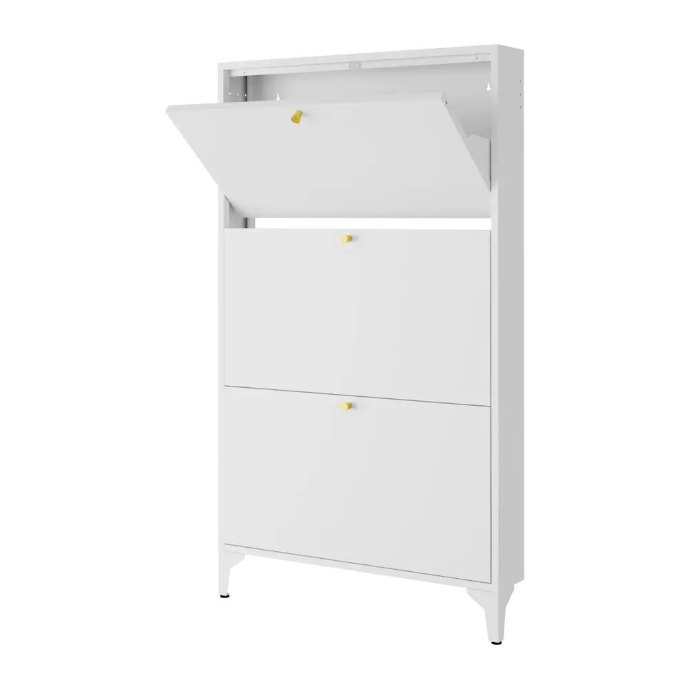 Shoe Cabinet with 3 Flip DrawersMetal Narrow Shoe Rack for Entryway,Hallway,Living RoomHidden Metal Shoe Cabinet 3 Door, White
Shoe Cabinet with 3 Flip DrawersMetal Narrow Shoe Rack for Entryway,Hallway,Living RoomHidden Metal Shoe Cabinet 3 Door, White