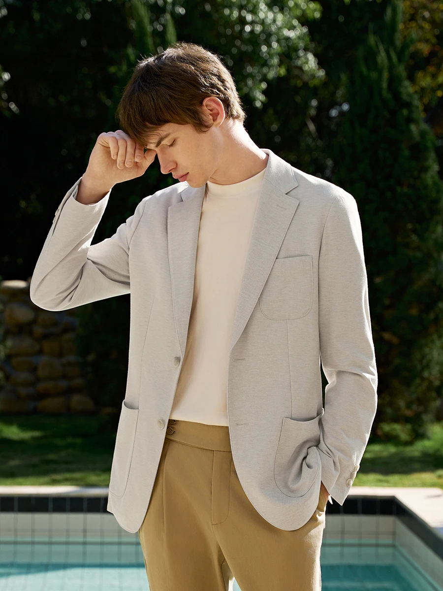 Men's Stretch Knit Blazer Champagne Color Business Casual Lightweight Sport Coat For Spring Commuting Office Wedding Groom Wear
Men's Stretch Knit Blazer Champagne Color Business Casual Lightweight Sport Coat For Spring Commuting Office Wedding Groom Wear
