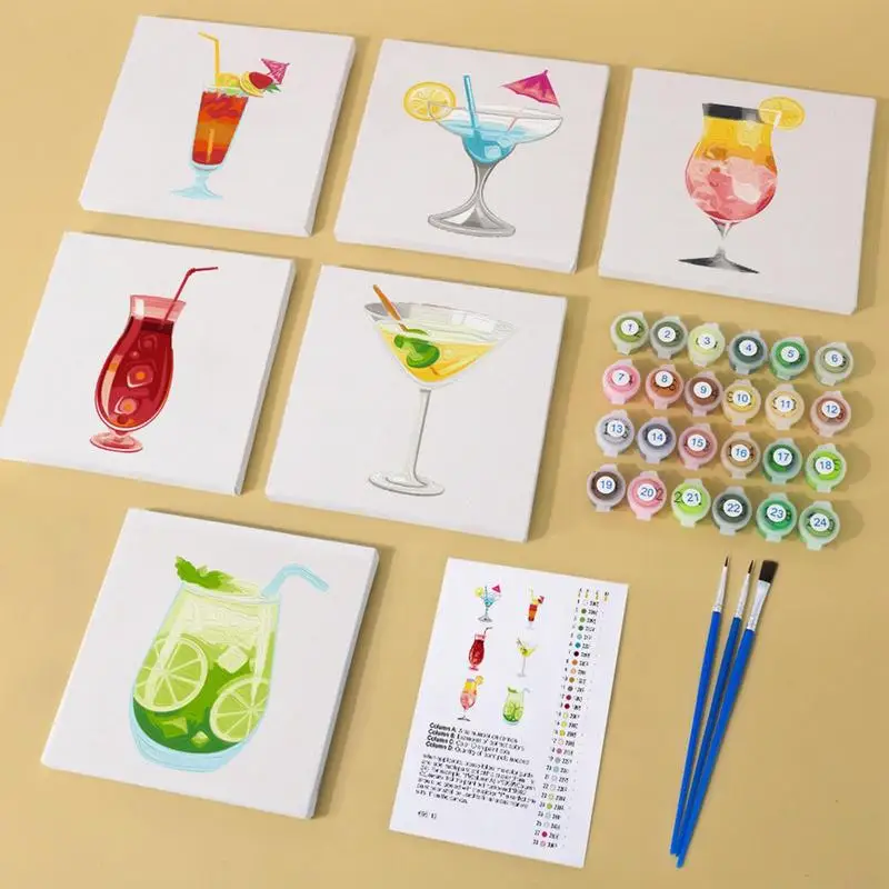 6 Pieces Easy Paint By Numbers Kit For Adults Cocktail Oil Painting Includes Brush And Acrylic Paints For Classroom Activities
6 Pieces Easy Paint By Numbers Kit For Adults Cocktail Oil Painting Includes Brush And Acrylic Paints For Classroom Activities